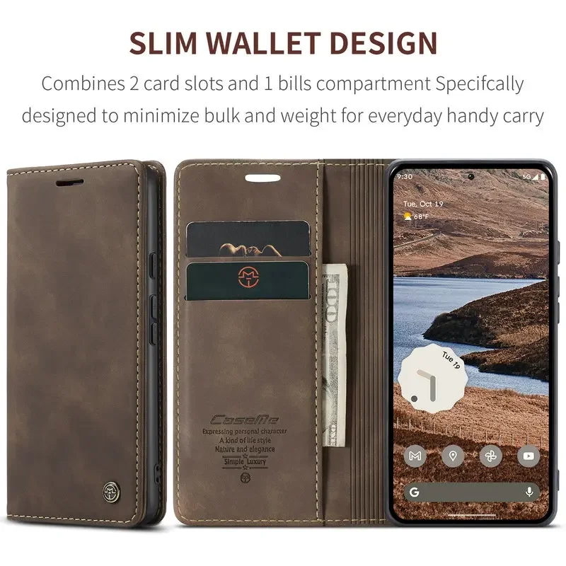 Light Luxury Retro Leather Phone Case for Coque Google Pixel 9 Pro XL 8A 7A 8 7 6 Pro 5G Skin Feel Wallet Flip Stand Card Cover