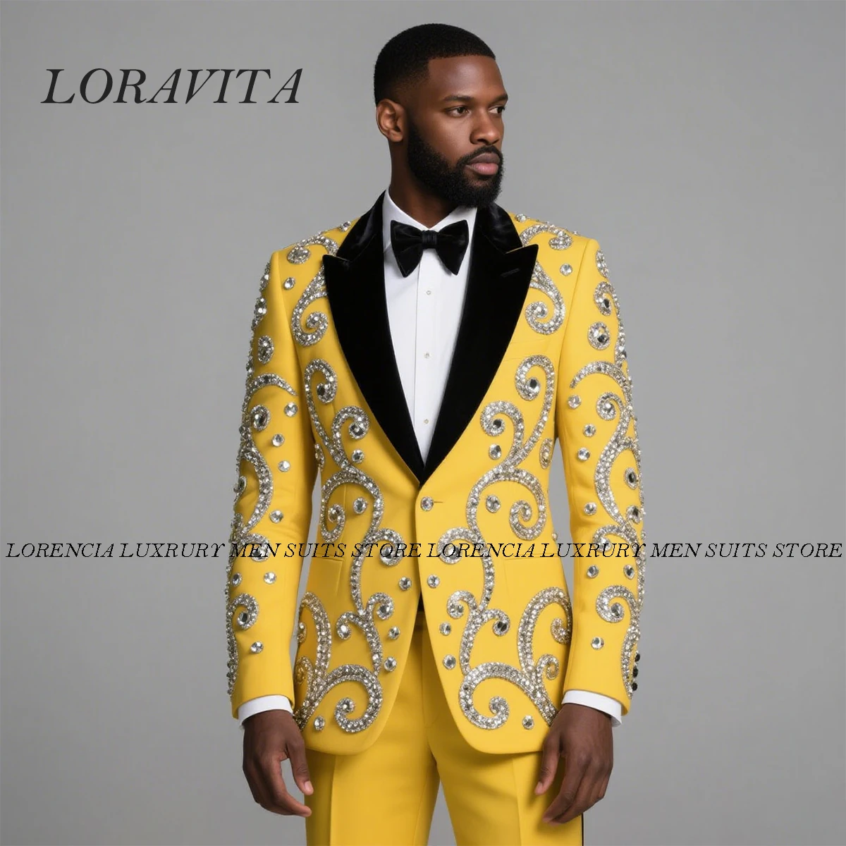 

Customized Fashion Metal Embellished Men Suit Slim Fit Groom Prom Tuxedos 2 Piece Sets Groom Blazers Male Party Ropa Hombre