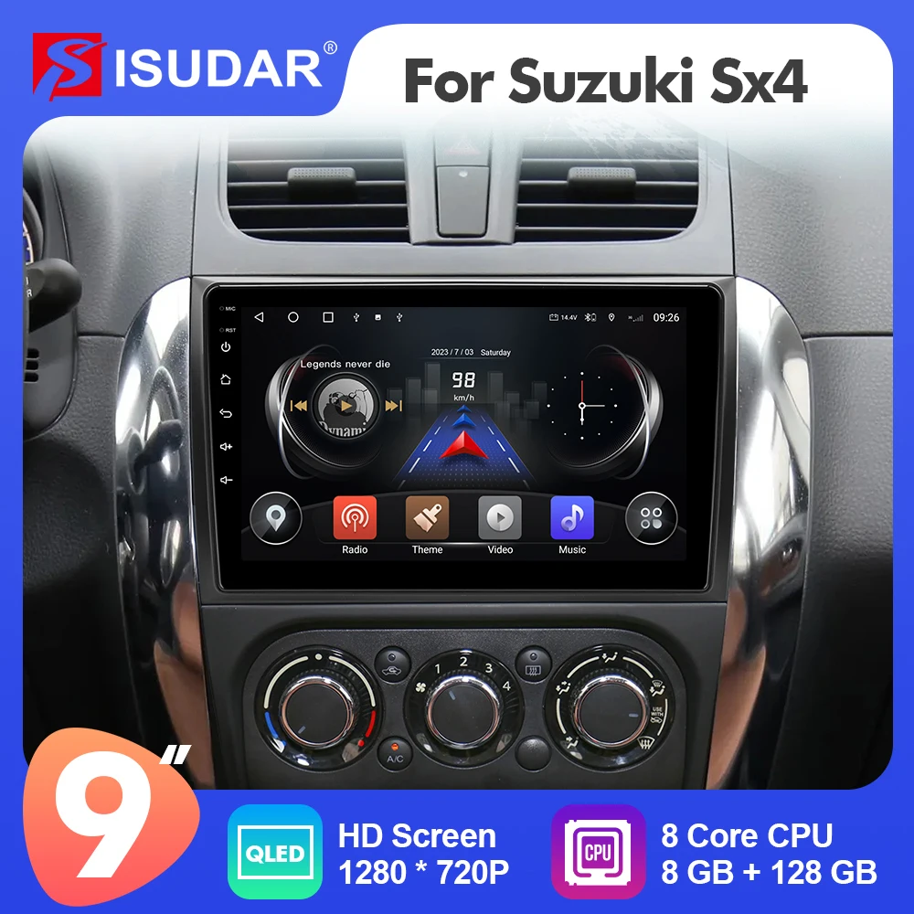 9 Inch Isudar Android 12 Car Multimedia Radio For Suzuki Sx4 2005-2016 Carplay Auto Stereo Player No 2din