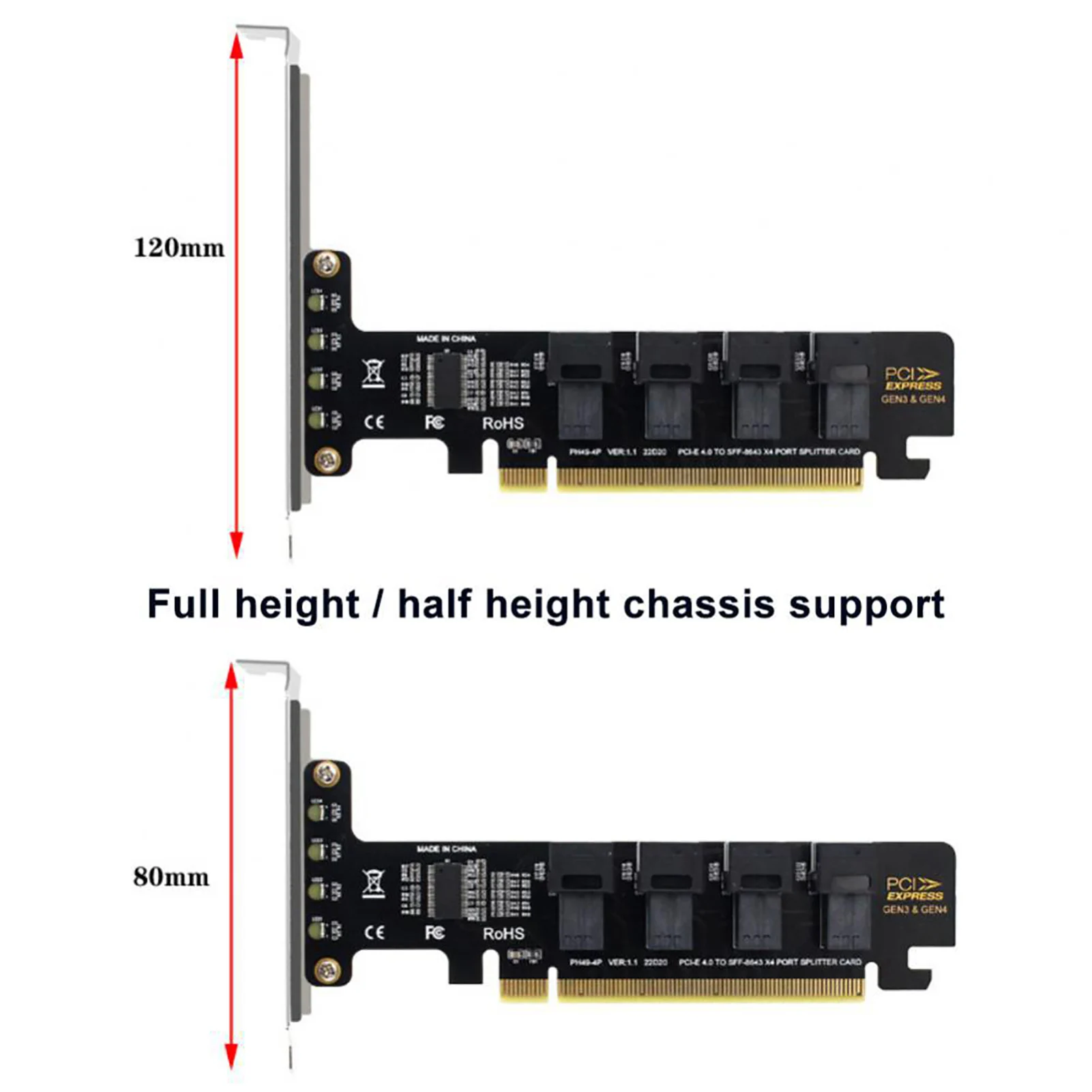 PCIE to U.2 NVME Adapter Converter with High-speed Lossless Transmission for PCIE Separation on PCIE Slots