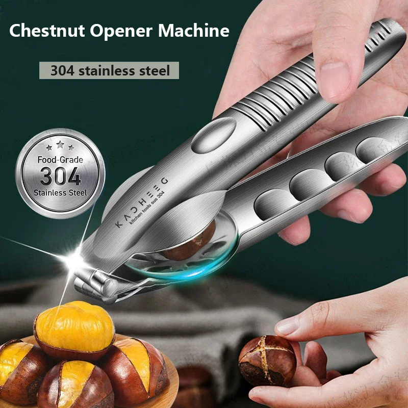 Chestnut Clip Nutcracker Opener Quick Clip Nuts Peeler Shelling Walnut Cracker Sheller Stainless Steel Accessories Kitchen Tool