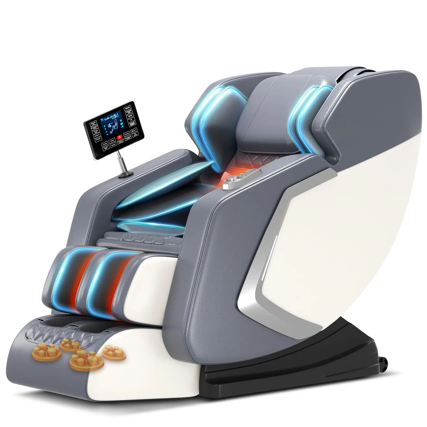 

Массажное кресло с нулевой гравитацией, шиацу, для всего тела, глубокий массаж тканей - с подогревом поясницы/голеней, 8 роликов для спины, выдвижная подставка для ног, индивидуальная настройка