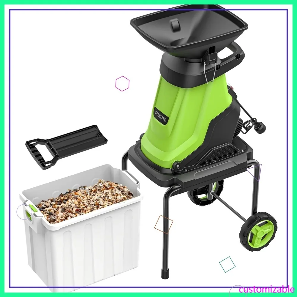 

Электрический измельчитель древесины 1,8 дюйма, двигатель 15 А, 4000 об/мин, бункер для сбора 55 л, легкая очистка