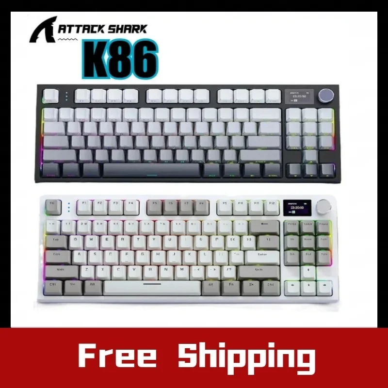 

Attack Shark K86 2,4G 3-режимная беспроводная механическая клавиатура с многофункциональной металлической ручкой игровая клавиатура с TFT-экраном Plug-Play