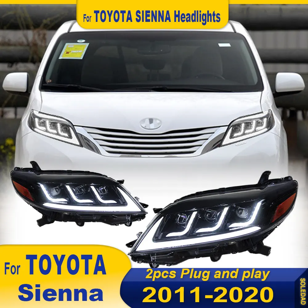 Full LED HeadLamp for Toyota Sienna LED Headlight 2011-2019 Headlights Sienna DRL Turn Signal High Beam Angel Eye Projector Lens