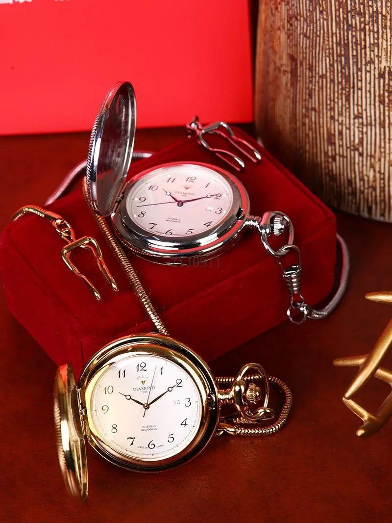 Полностью автоматические механические карманные часы со светящимся календарем, мужские ретро-флип-женские часы с подвеской