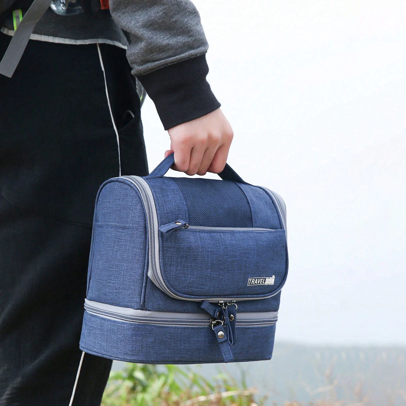 Borsa da toilette da viaggio monopezzo, borsa da uomo portatile con separazione asciutta e bagnata, borsa per cosmetici da donna, borsa per kit di lavaggio per forniture da viaggio