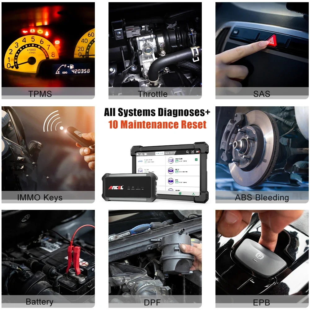 Outil de Diagnostic de voiture Ancel X7 OBD2, système complet O BD 2, Scanner automobile, programmation clé TPMS, outils de Diagnostic de voiture, 12V