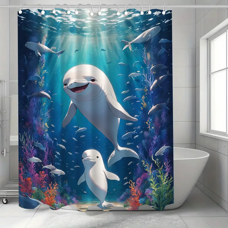 

Моющаяся грязеотталкивающая занавеска для душа с мультяшными животными, насадка для душа, водонепроницаемая полиэстеровая занавеска для ванны для домашнего декора, аксессуары