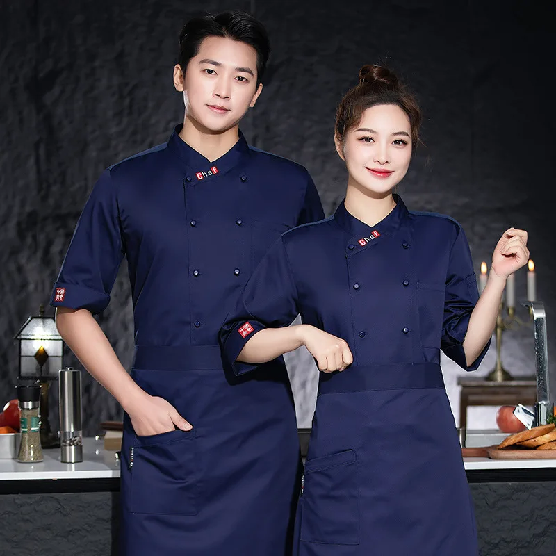 七分袖シェフジャケットホテルレストランキッチンシェフ作業服鍋レストランシェフ服ミッドスリーブ