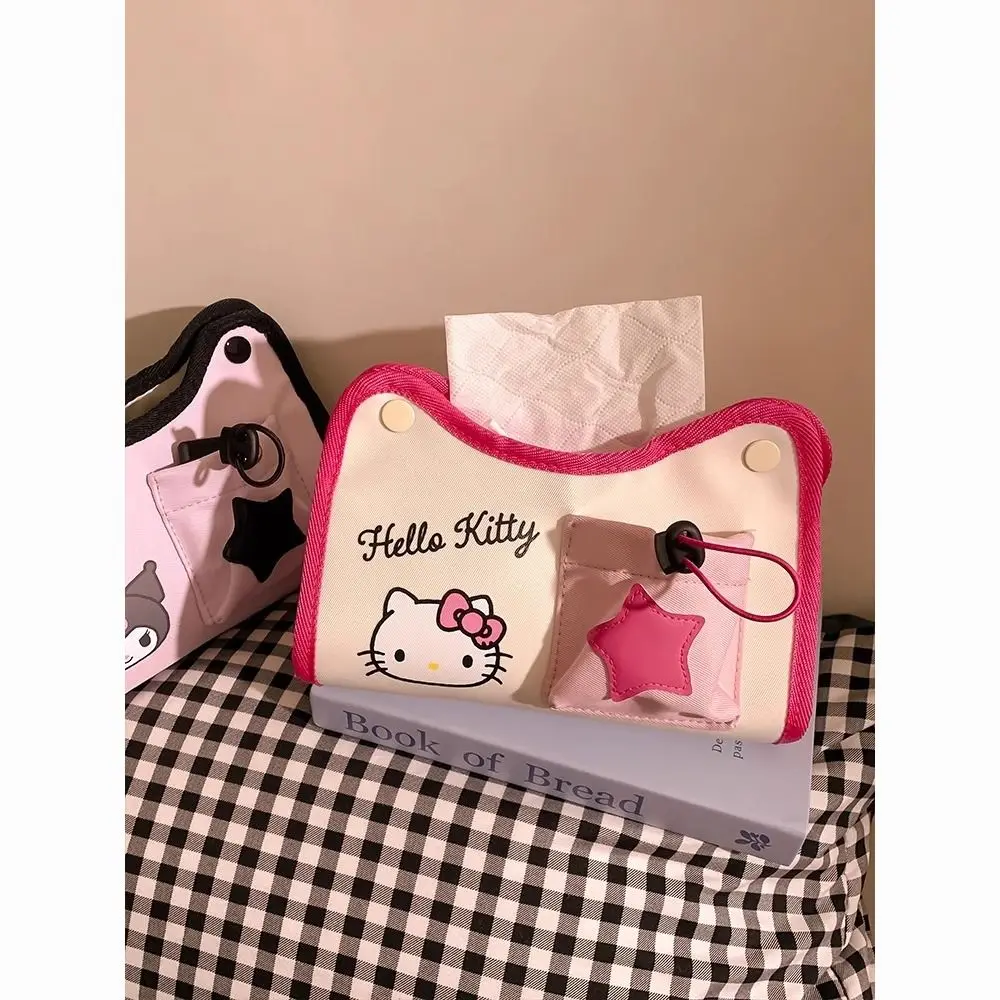 

HelloKitty series peripheral paper box fabric cartoon Kuromi dopamine car accessories Meileti Yugui dog tissue box