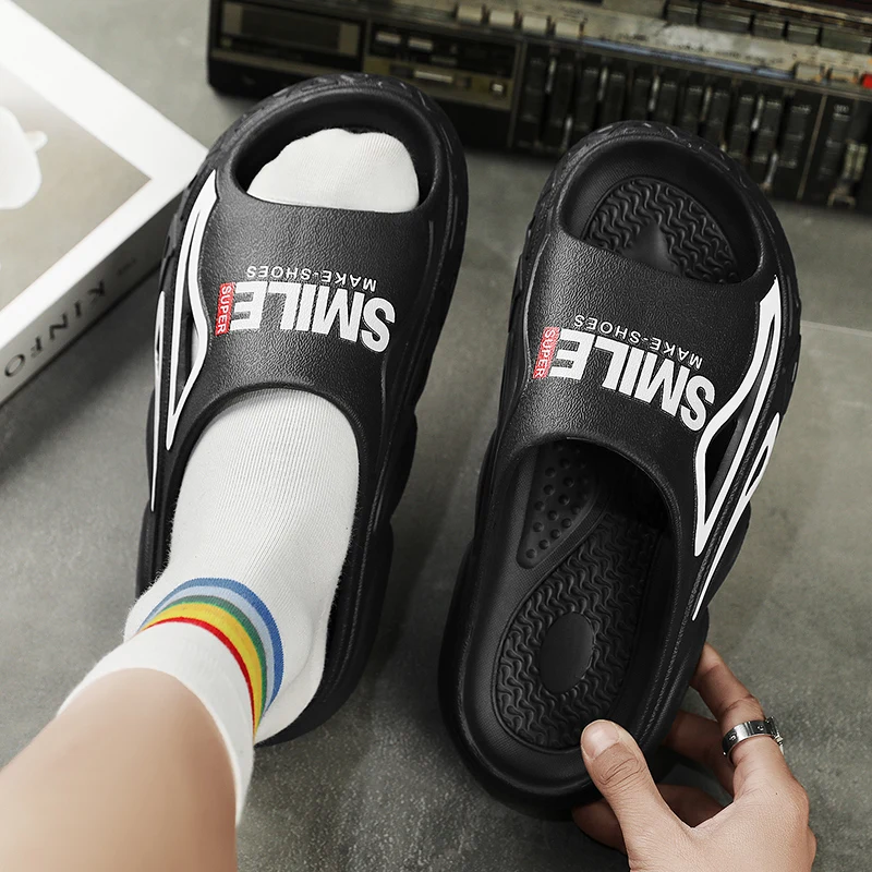 Men Trend Summer Slippers EVA Soft Bottom Cloud Slides Light Beach Shoes Male Suitable Indoor and Outdoor