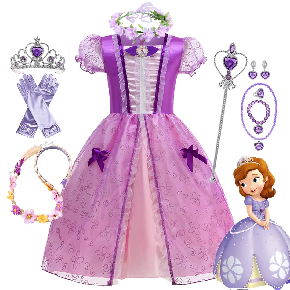 

Girls Dress Halloween Cosplay Sofia the First Princess Costume Dress Up Sophia Princess Children Clothes