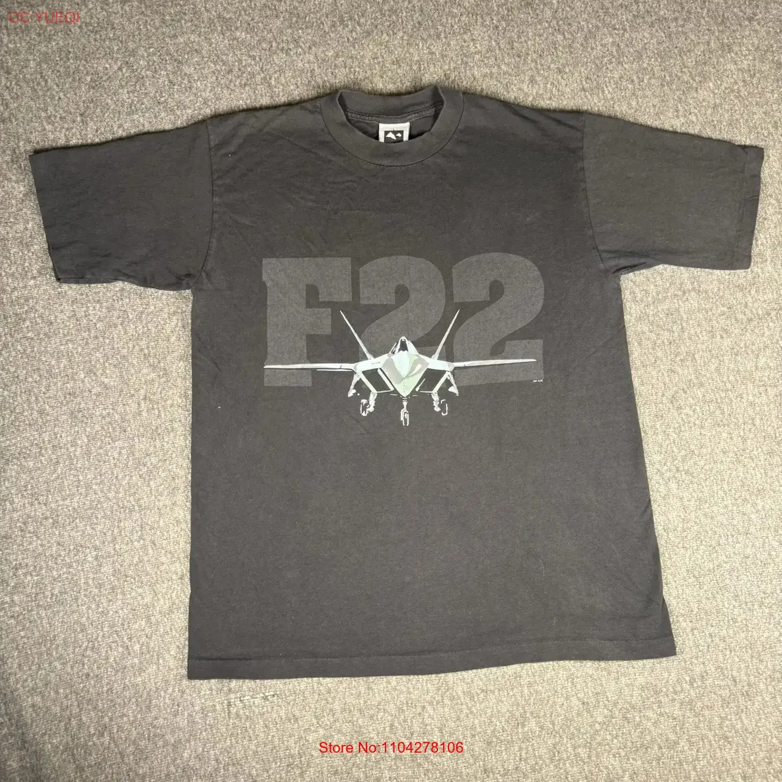 Vintage F 22 Advanced Tactical Fighter T Shirt Mens Large Black Made in USA 90s vintage Washed fashion Comfortable streetwear