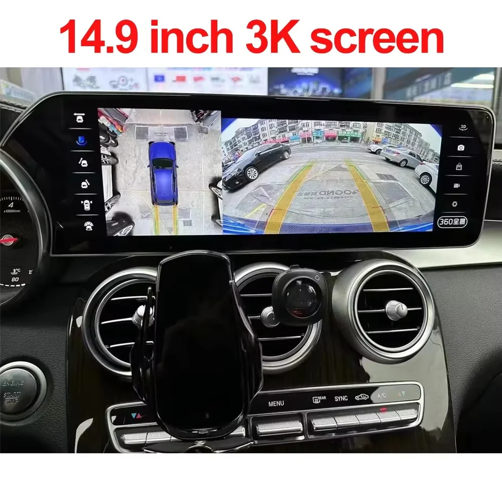14.9 " 3k Screen For Mercedes Benz C Glc W205 C200 C260 C300 X253 2015-2018 Multimedia Player Android 13 Carplay Gps Head Unit