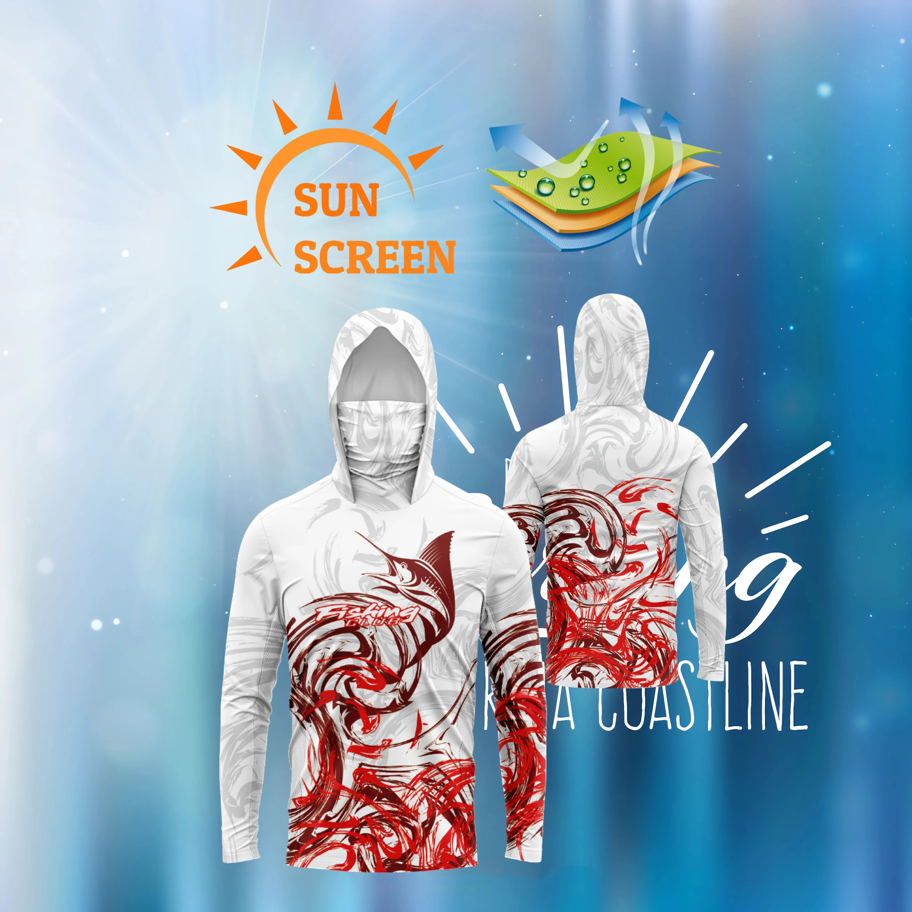 

Men Hood Fishing Shirt long sleeve fishing t shirt uv protection Fishing Apparel