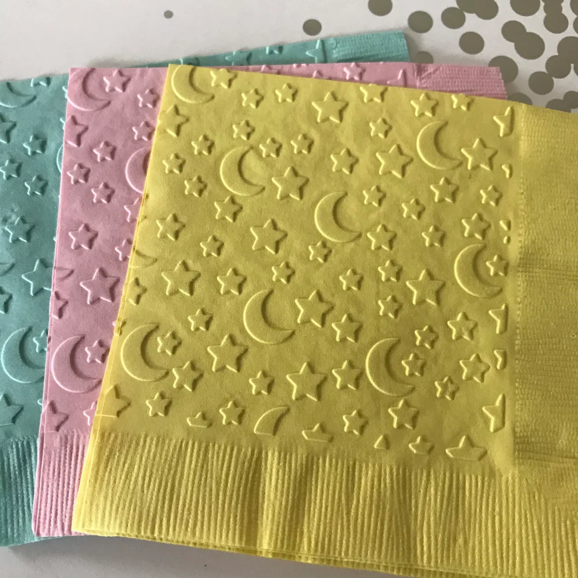 

Baby Shower Napkin ~ Embossed Paper Napkin ~ Moon and Stars ~ New Baby ~ Shower ~ Baby Shower ~ Moon ~ Stars ~ Beverage ~ Lunche