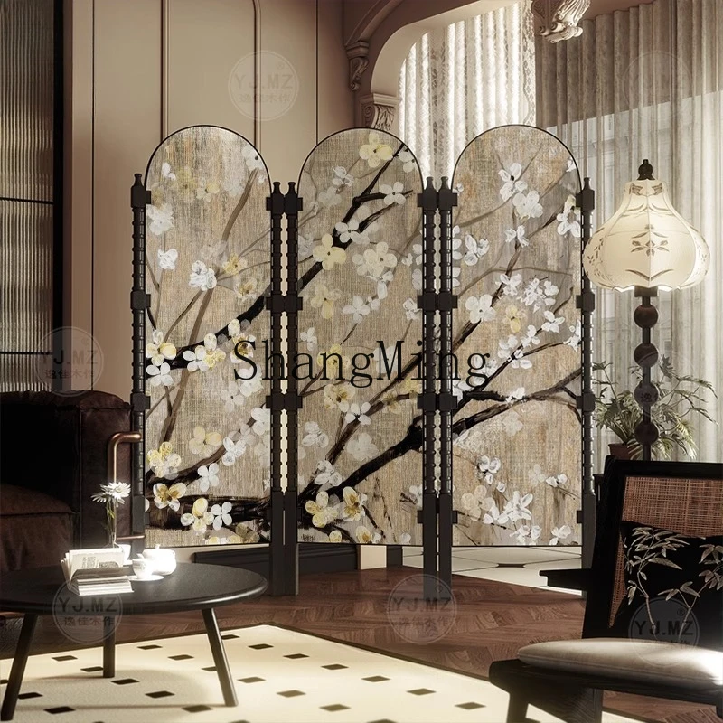 

CL Aesthetic Art Solid Wood Screen Home Premium Decoration Living Room Partition Bedroom Folding Mobile Craft Folding Screen