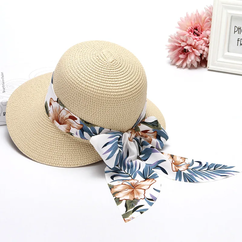 Beach hat for women summer Bohemian sun protection straw hat bowkont visor sun hat sombrero Big eaves straw woven fisherman hat