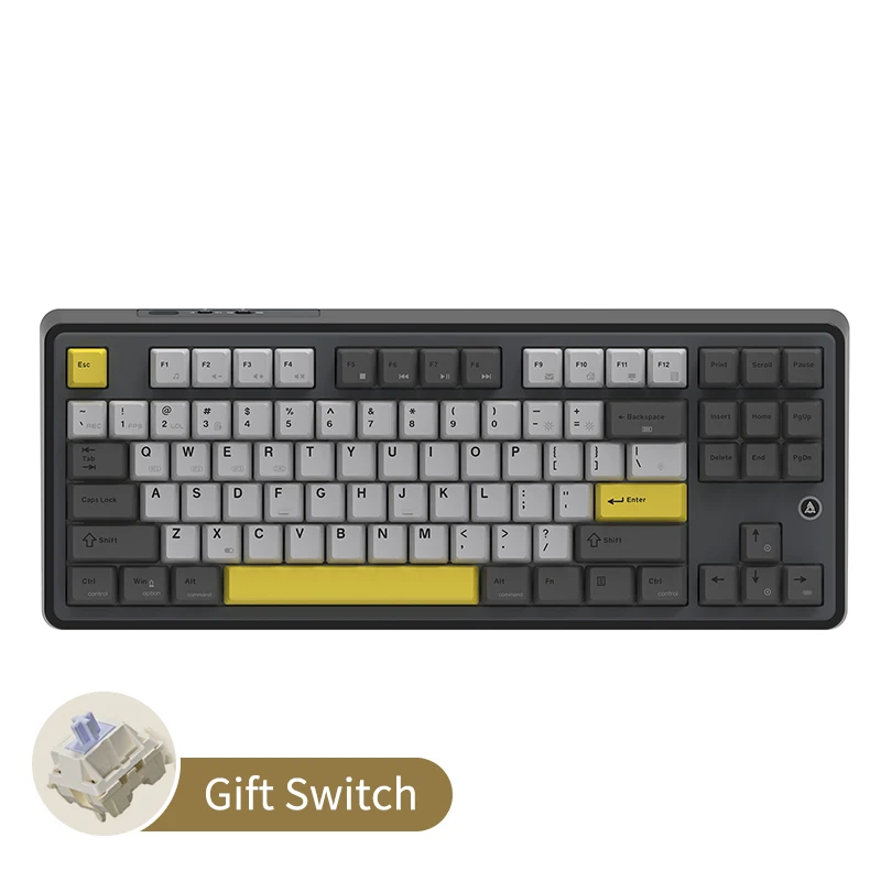 AJAZZ AK870 mechanisch toetsenbord, draadloos 3 modi, hot-swappable TFT-scherm, 87 toetsen (met keycap-trekker), BT5.0/2,4 GHz/USB-C