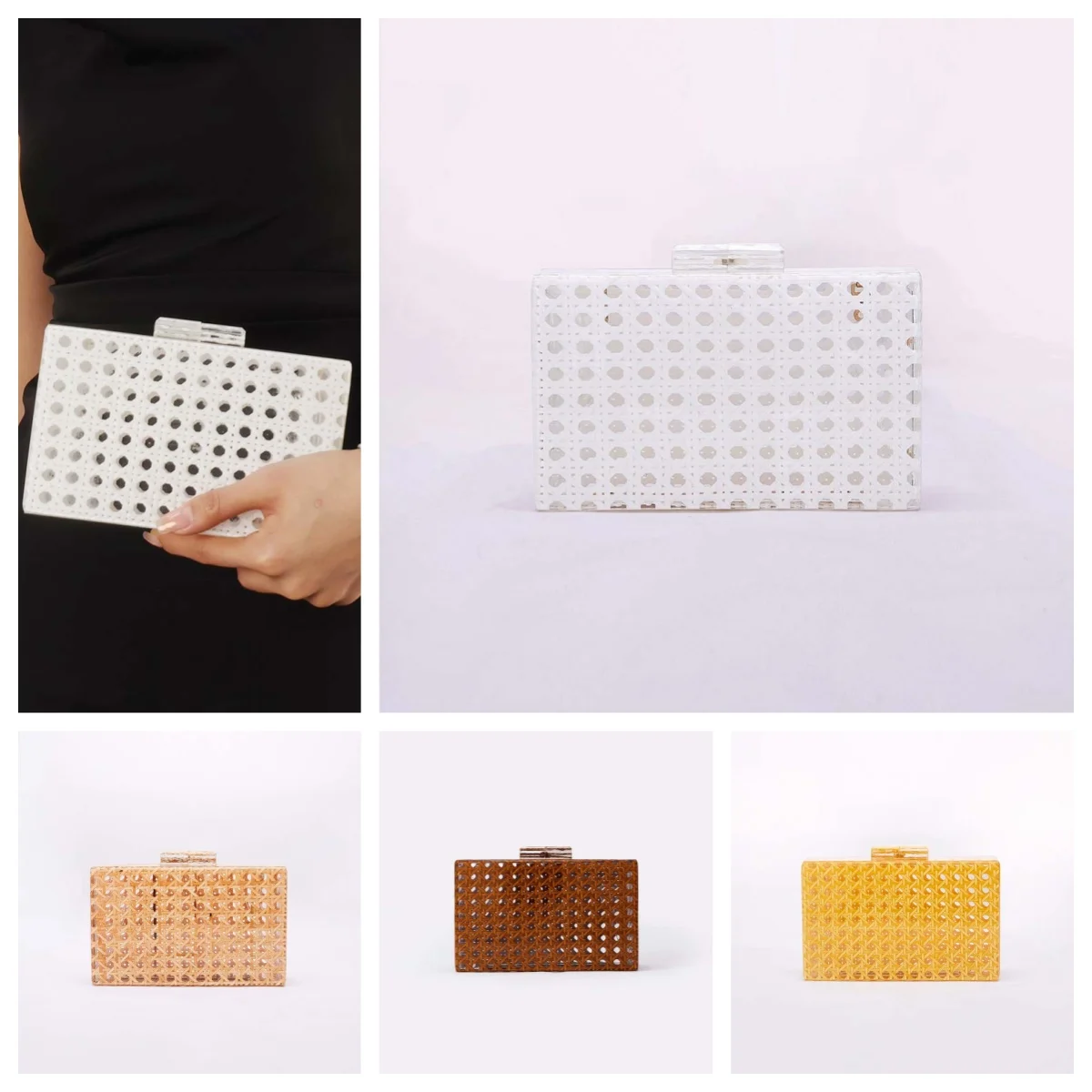 

Summer Wicker Handbags Designer Female Flap Women Bag Women Rattan Acrylic Box Cane Beach Evening Clutch Wedding Party Purses