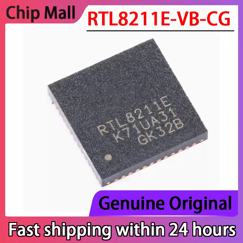 2PCS NEW Original RTL8211E RTL8211E-VB-CG QFN-48 Ethernet Controller Chip IC