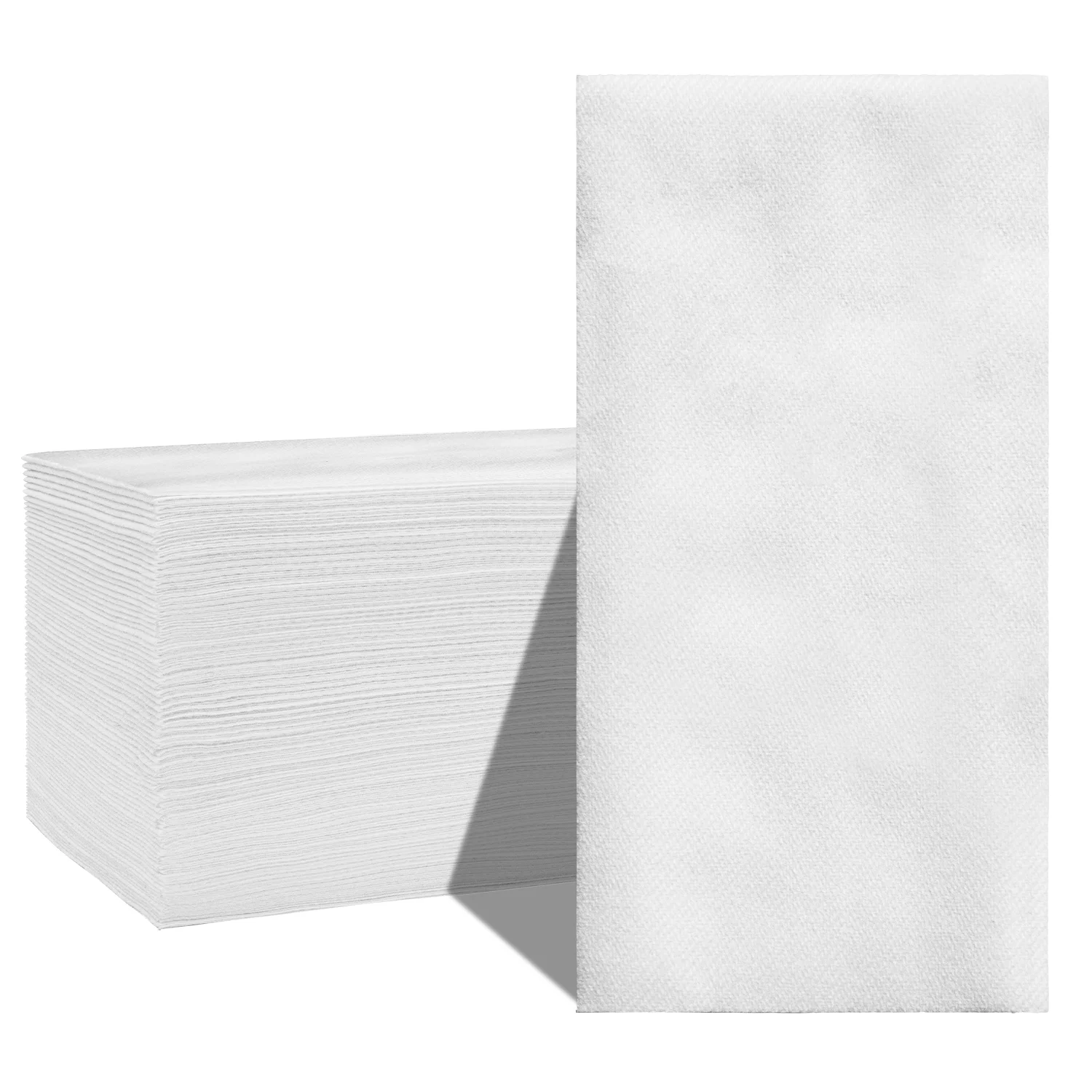 50/100 szt. Białe lniane serwetki obiadowe 11,8 * 15,75 cala, ekologiczne jednorazowe, wstępnie złożone, miękkie, premium na wesele/imprezę/wydarzenia