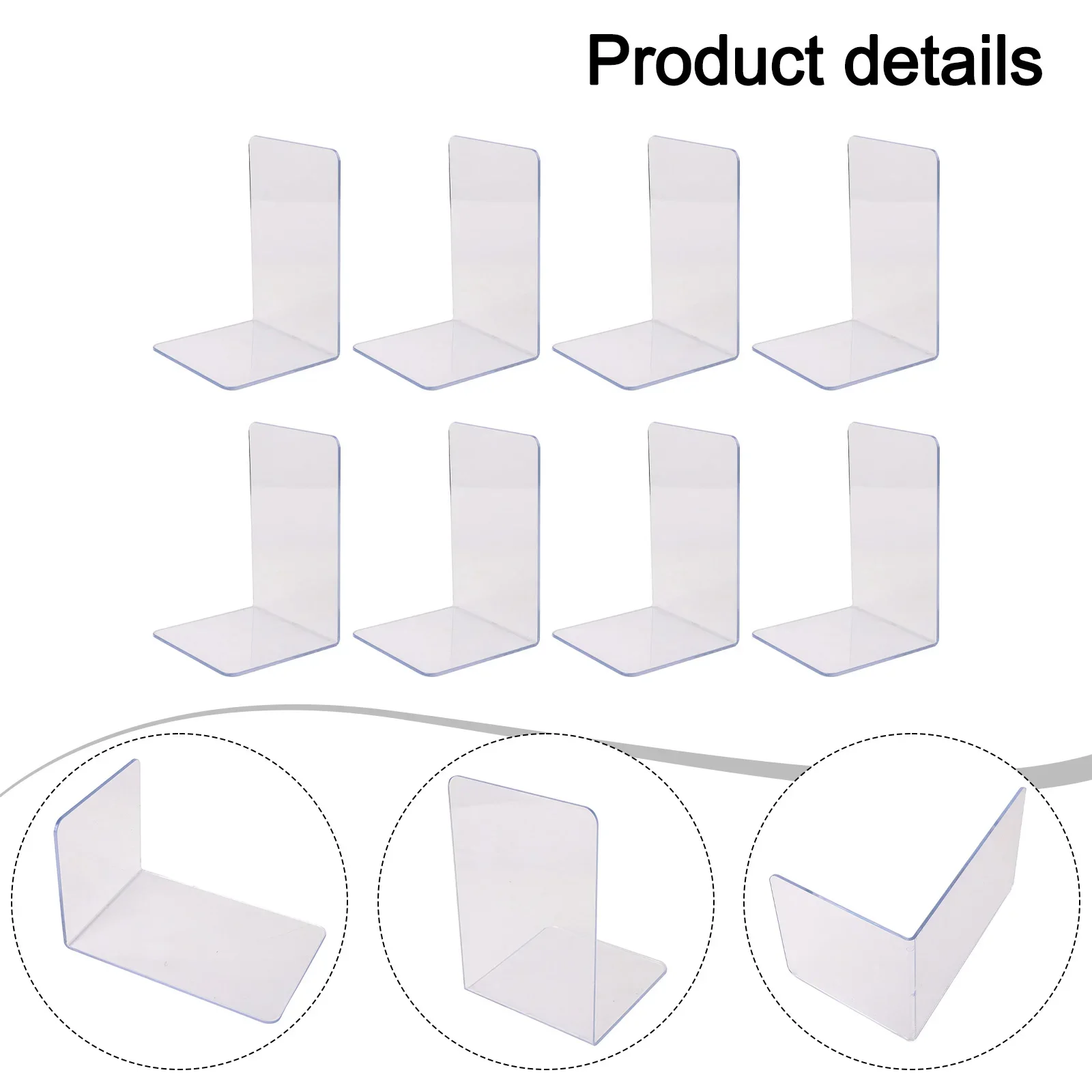 Clear Organizers Acrylic Bookends Document Arrangement Minimalist Design Multi-functional Use Stability Assurance