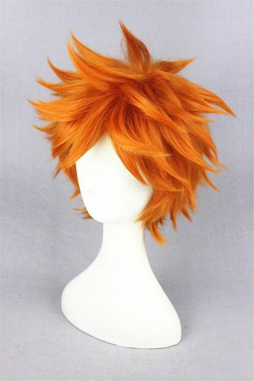 Women Straight Short Hair  Orange Party Anime Full Wigs