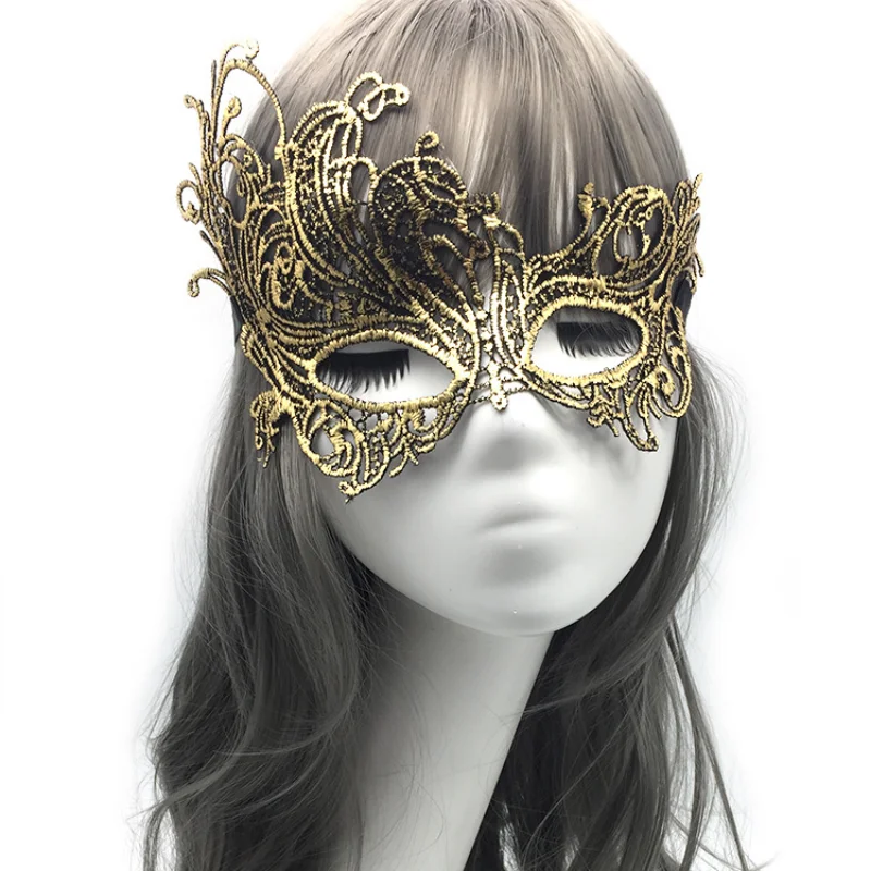 Hot Gold Lace Mask Party Masquerade Halloween Mask Half Face One-eyed Fox Fun Eye Patch Multiple shapes