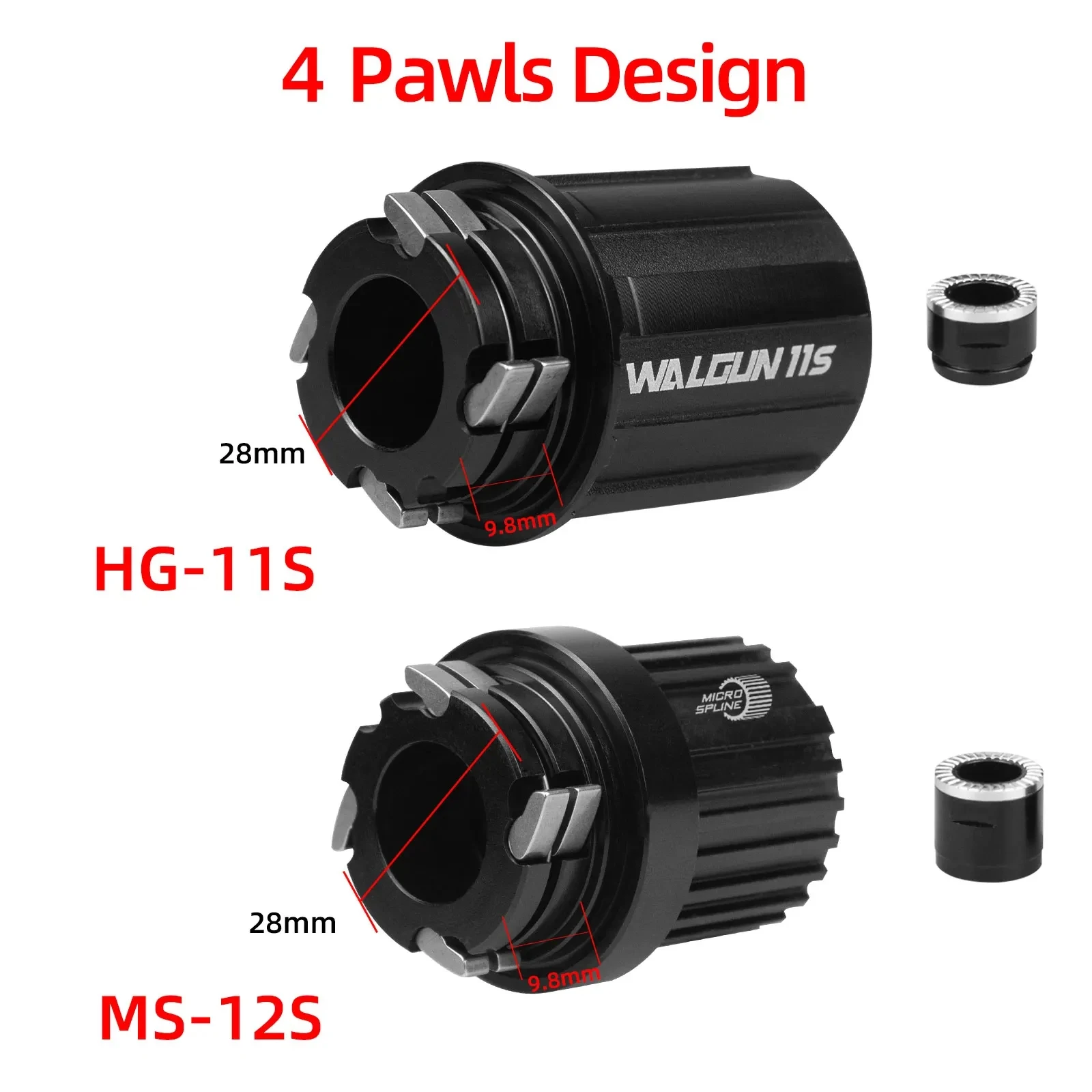 Walgun Mountain Bike Freehub,4 Pawl Micro Spline Freehub Body,HG 11S, MS 12 Speed,For Cubos Novatec D042SB Hub Bicycle Parts