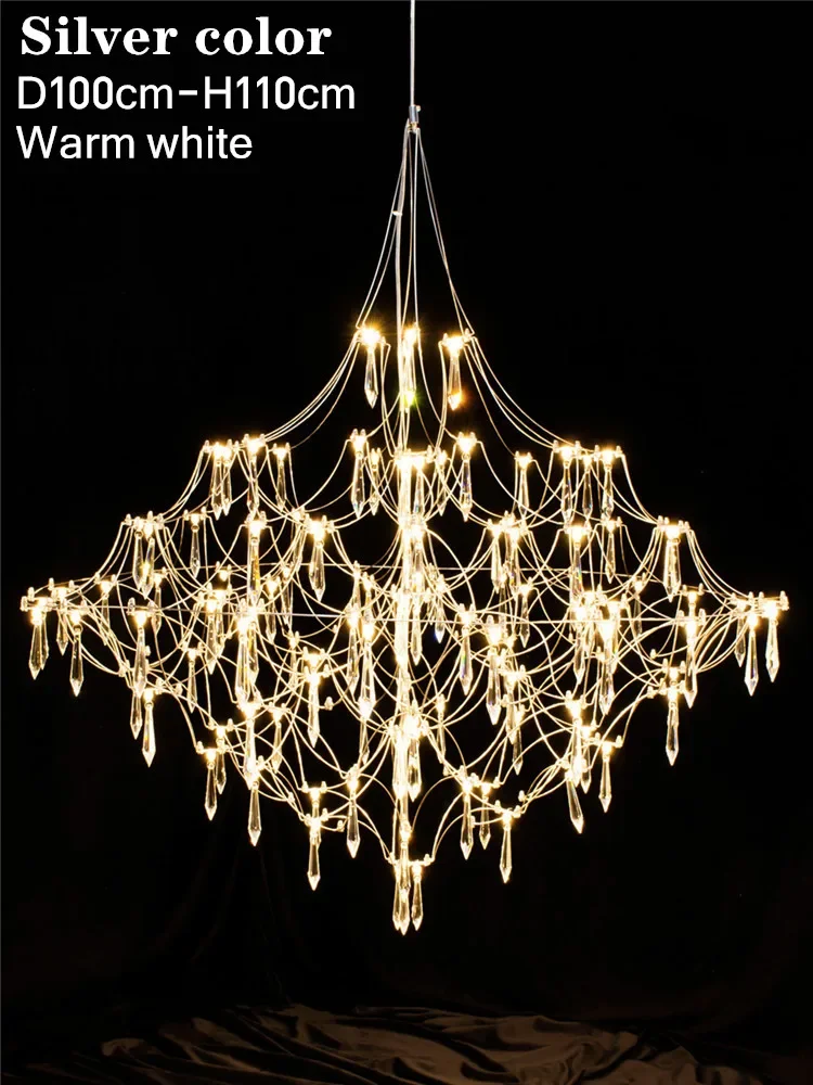 Starry Crystal Chandelier Living Room Light Luxury Modern Hotel Villa Duplex Floor Bedroom Restaurant Fireflies Chandelier