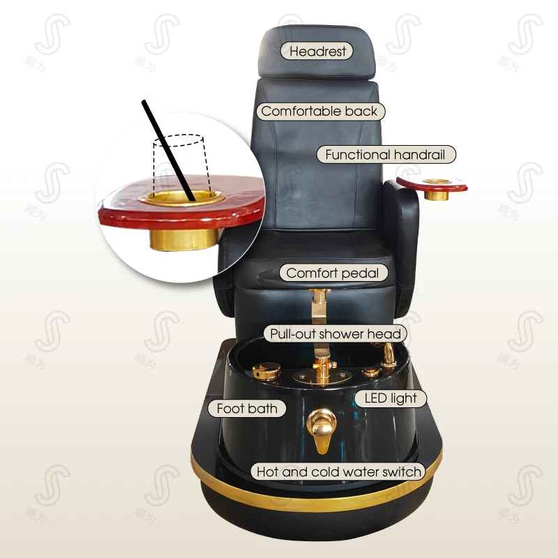 Rotatable, Illuminated,-Border Spa Bath Pedicure Massage Sofa Chair Foot Therapy, Manicure, And