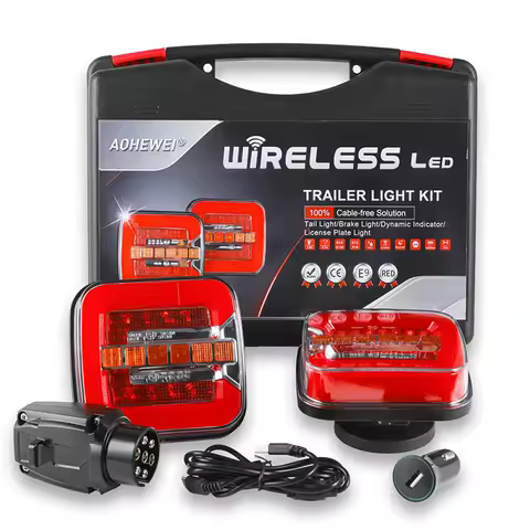 12/24v Wireless Magnetic Trailer Tail Light Dynamic Led Tail Light Universal Rear Trailer Lights For Truck Caravan Lorry Bus