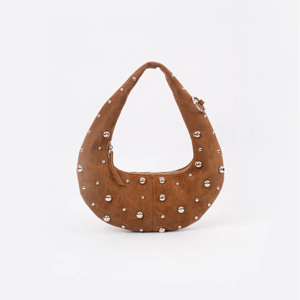 

Vintage Rivet Faux Suede Halfmoon Women Shoulder Bags Designer Punk Lady Handbags Luxury Pu Leather Underarm Bag Small Purse2025