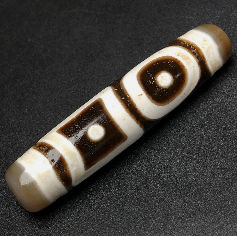 Ancient Tibetan DZI Beads Old Agate Rare Twin Heaven＆Earth Totem Amulet Pendant