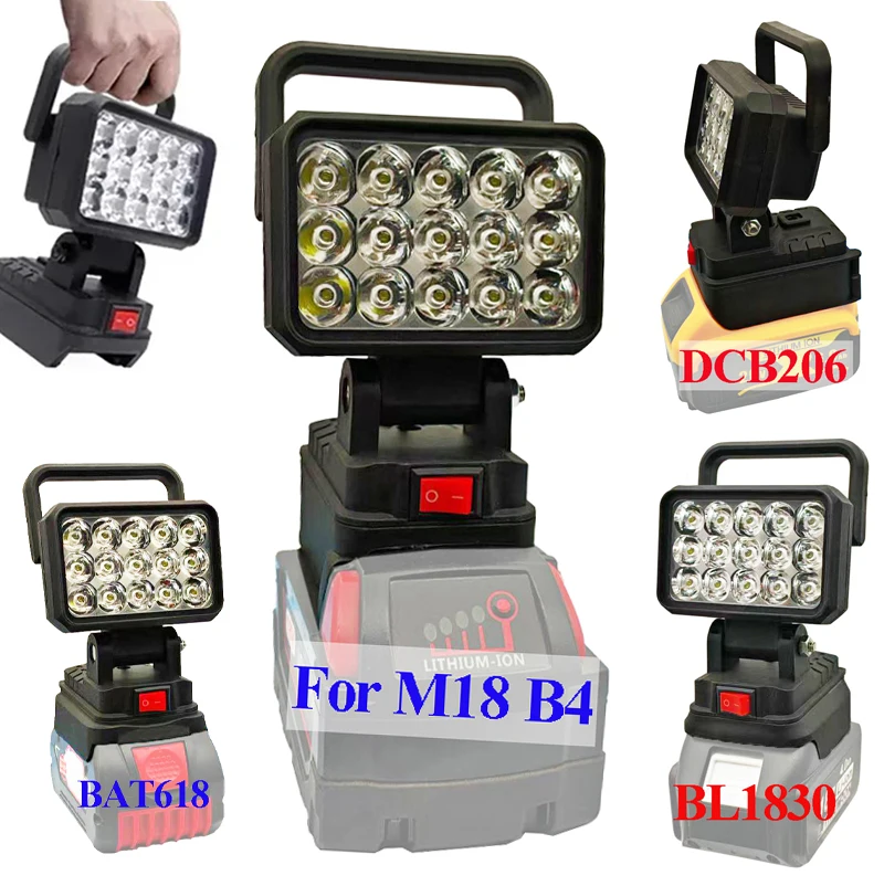 For Makita 18V Li-ion Battery Case For Dewalt 20V For Milwaukee For Bosch For M18 Work Lights Spotlight BL1830 Lamp Hand Lantern
