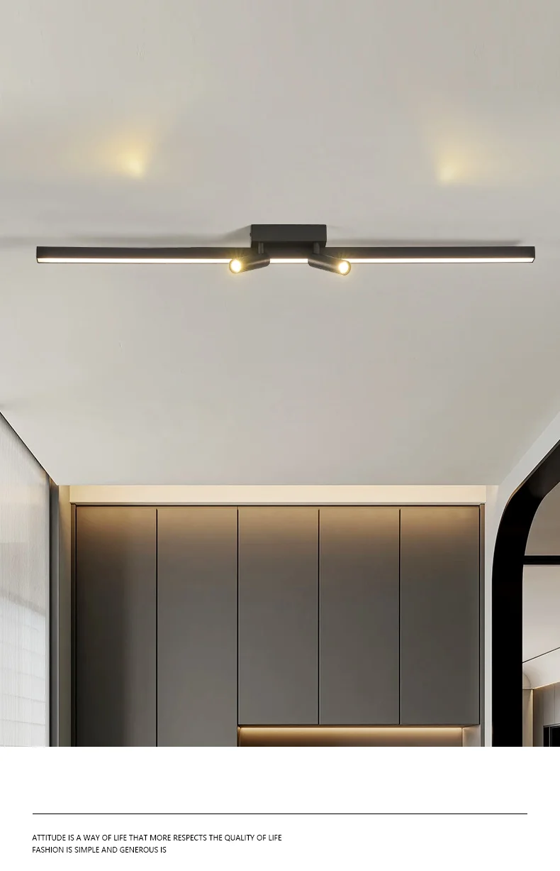 Modern LED Line Ceiling Lamp modern Living Room Dining Room Master Bedroom Study Fixture Gold Black Ceiling Lights Illumination