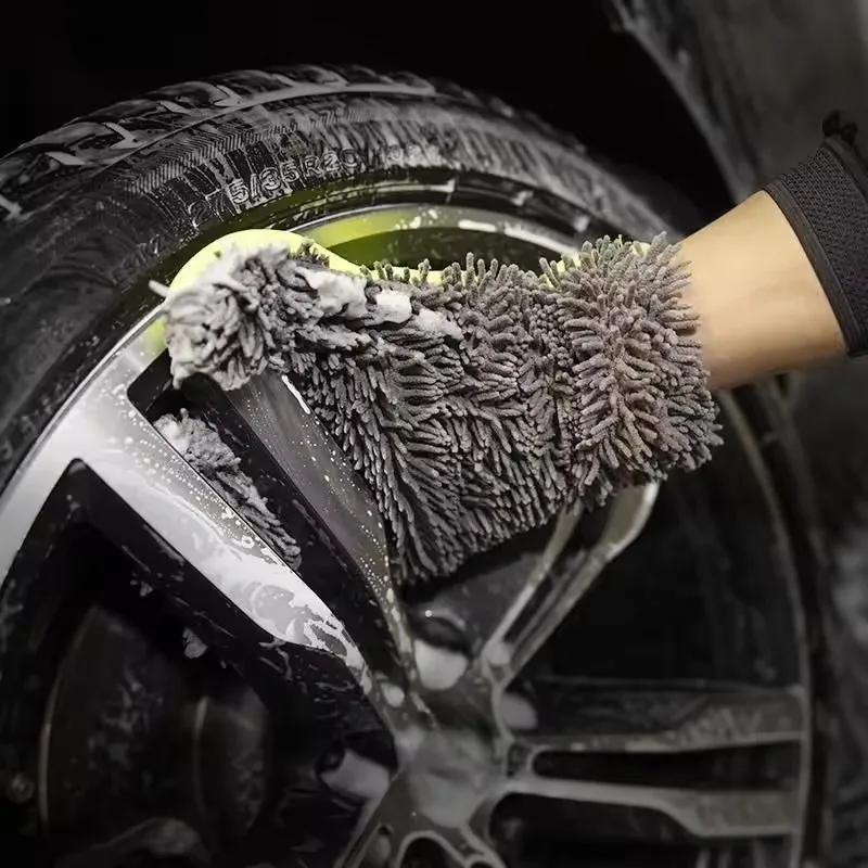 Car Wash Gloves Microfiber Wipe Car Sponge Scratch Free Car Wash Cleaning Coral Velvet Double-Sided Cleaning Tool