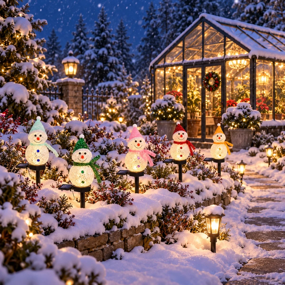 1/2pcs Christmas Rice Snowman Stake Light Solar Powered Outdoor Garden Landscape Lamp For Garden Patio Path Festival Xmas Decor