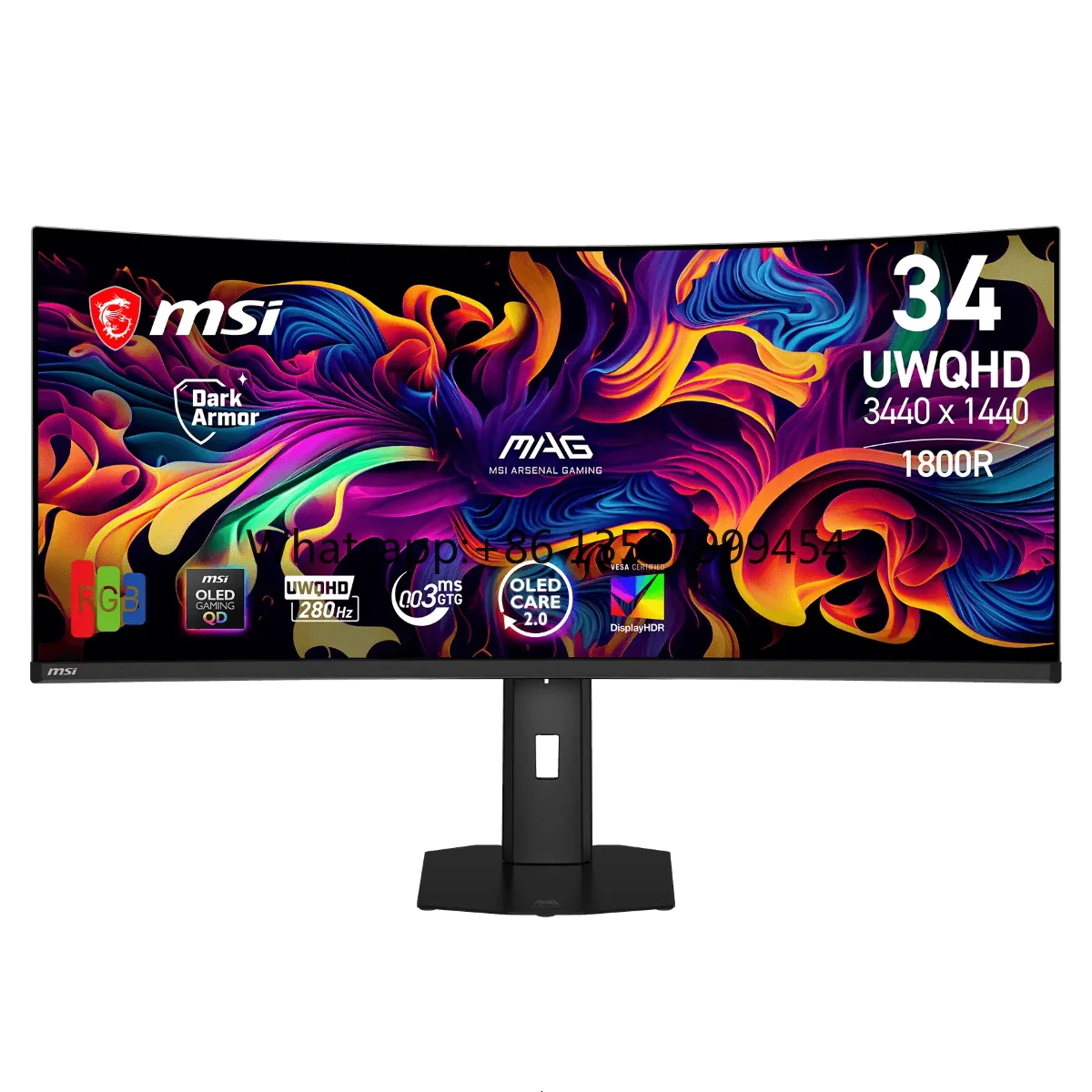 Nuevo Monitor Gaming MSI MAG 341CQP QD-OLED X28 de 34 Pulgadas, 280Hz, 3440x1440, Pantalla Curva con Película DarkArmor, 0.03ms, VESA para Escritorio