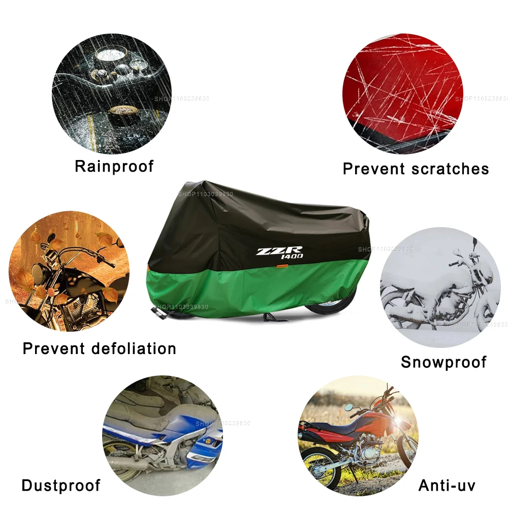 Motorcycle Cover Universal Outdoor Waterproof  Dustproof UV Protector Rain Covers for Kawasaki  ZZR 1400 ZZ-R 1400