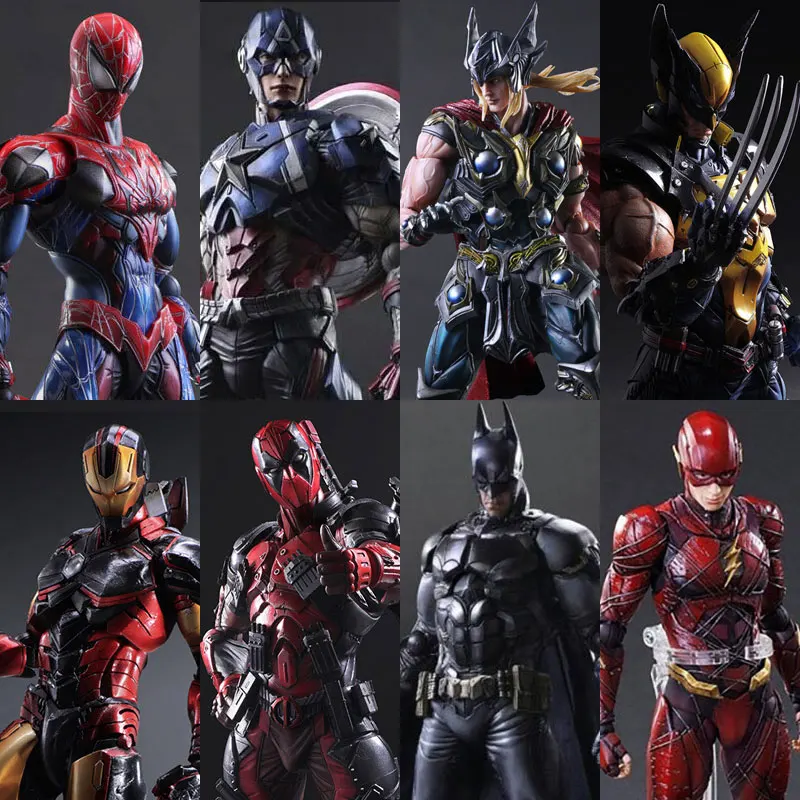 Marvel Iron Man Deadpool Anime Figures PA Modification Avengers 4 Captain America Spiderman Model Ornament Toys Christmas Gift