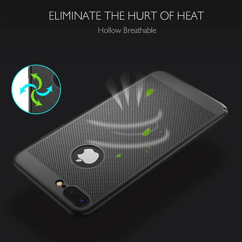 Breathing Phone Case For iPhone 15 14 12 13 Pro Max Mini 11 X XR XS 6 6s 7 8 Plus Air Vent Grid Hole Heat Dissipation Cover