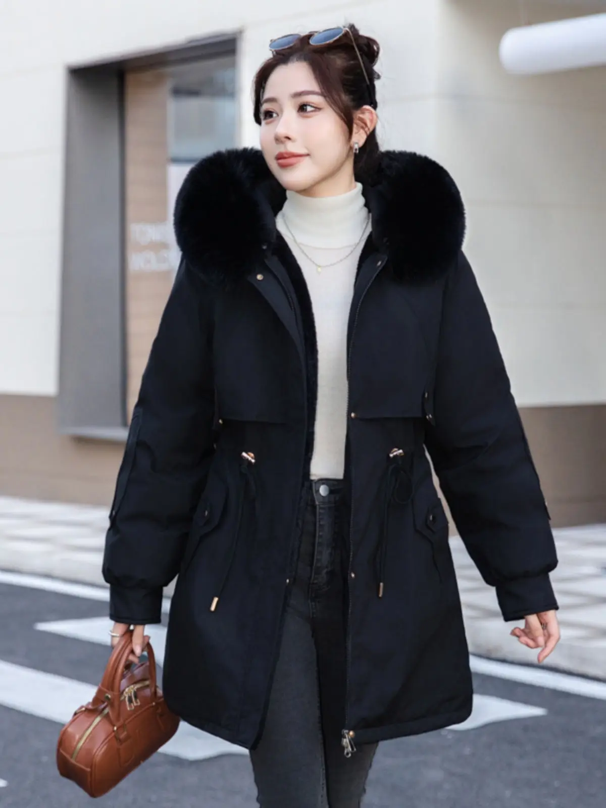 

Зимняя женская парка с флисовой подкладкой, утепленная, со съемными рукавами, на пуговицах, А-силуэт, декоративная, оверсайз, трендовая