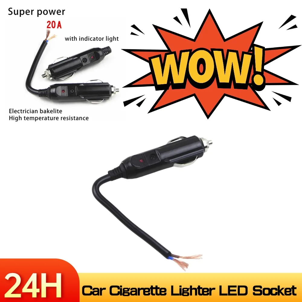 NEW 12V/24V Auto 20A Car Cigarette Lighter LED Socket Plug Connector Adapter For Car/Van Vehicle Motor Car Accessories