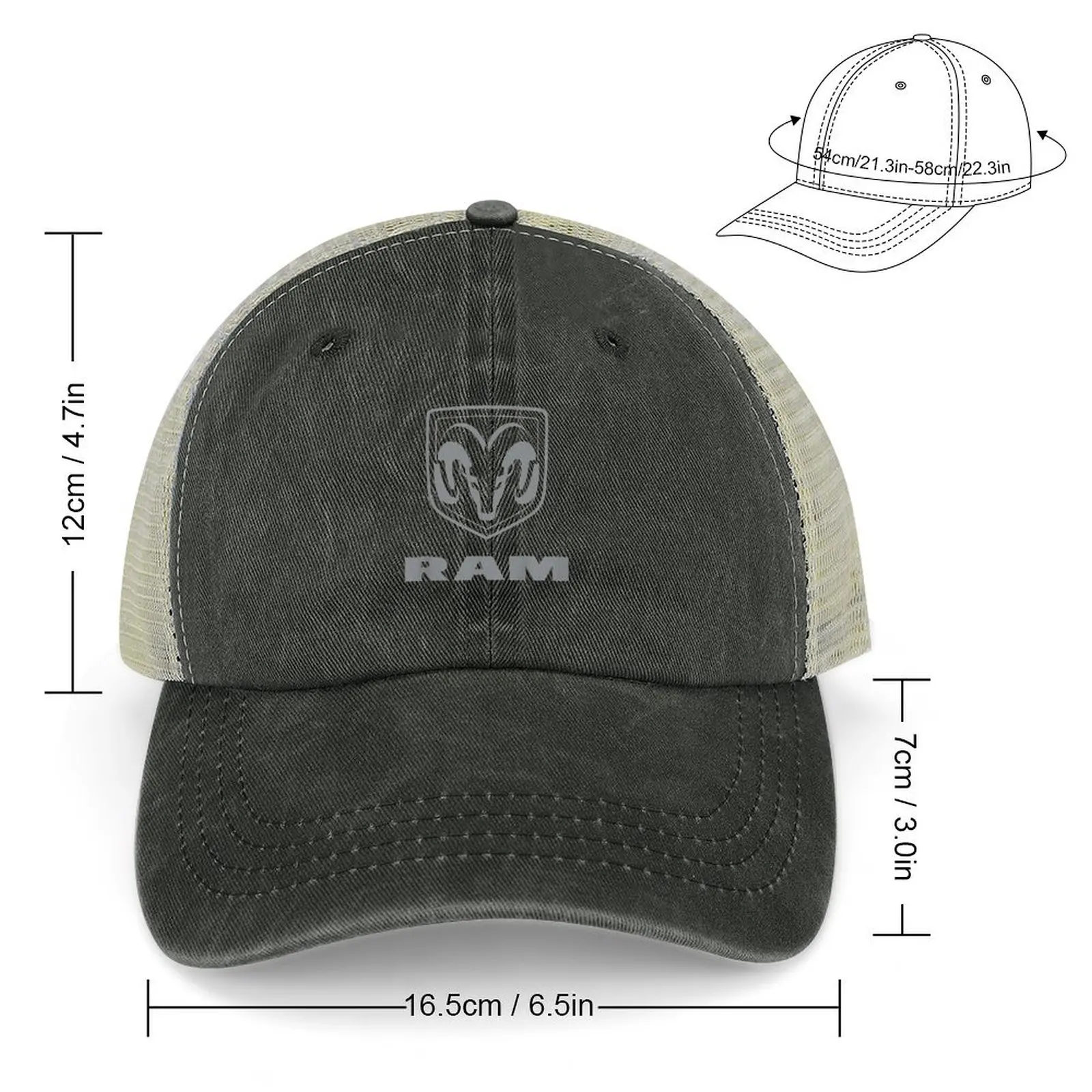 Kids Ram Trucks Grey LogoCap Cowboy Hat custom Hat Brand Man cap Male Women's