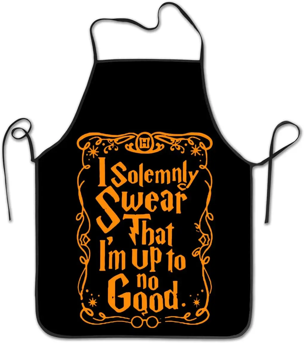 

SARA NELL Cooking Kitchen Chef Apron Funny Bib Aprons for Women Men - I am Up to No Good I Solemnly Swear That