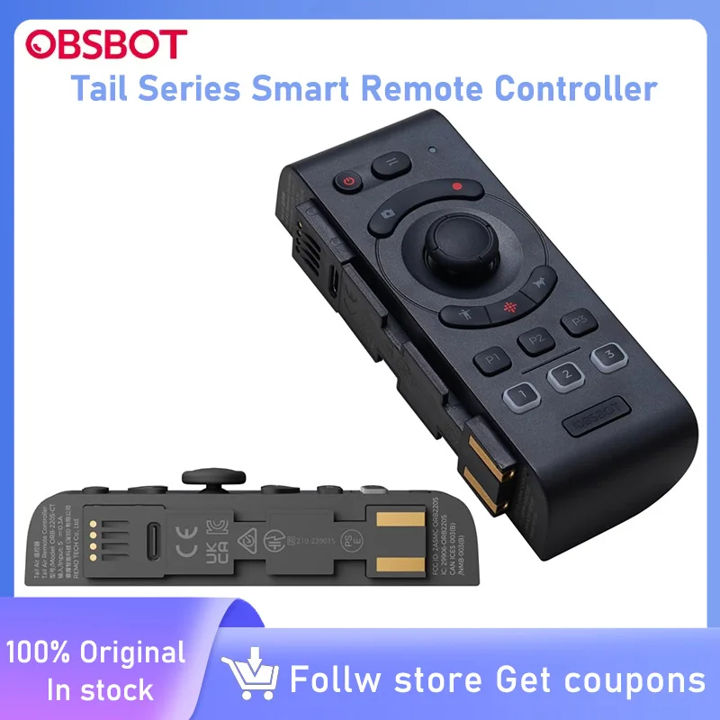 

OBSBOT Tail Series Smart Remote Controller, PTZ Control via Gimbal Button or Wrist Movements, Bluetooth Wirelessly Connect