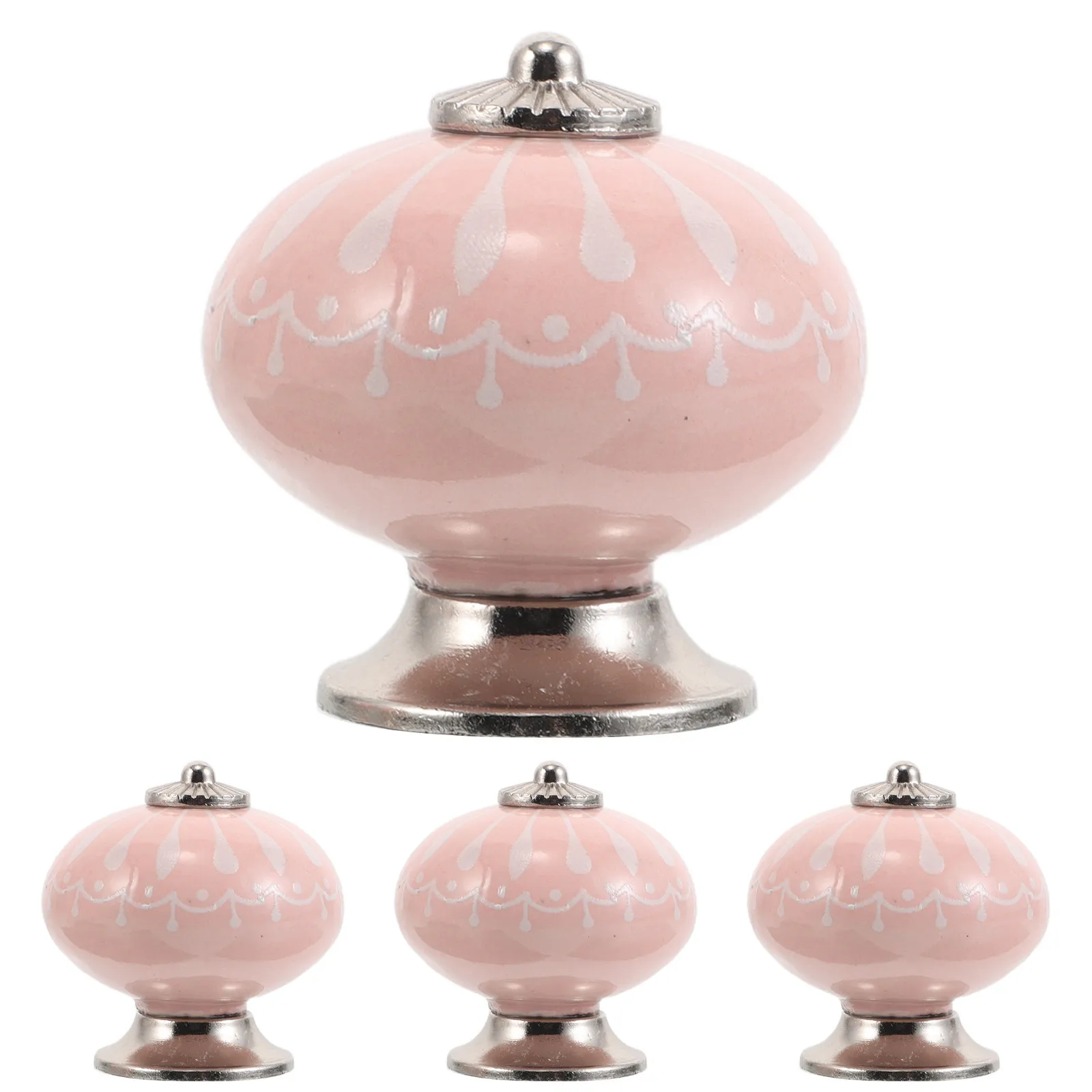 4Pcs Ceramic Cabinet Knobs Hand-Painted Round Drawer Pulls for Kitchen Bathroom Bedroom Dresser Wardrobe Chinese Style Retro